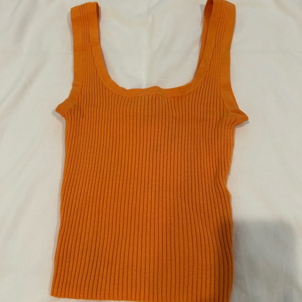 H&M Vibrant Orange Ribbed Tank Top